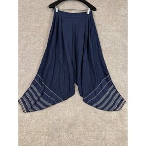 W for Woman Navy Blue Embroidered Harem Dhoti Pants Viscose Boho